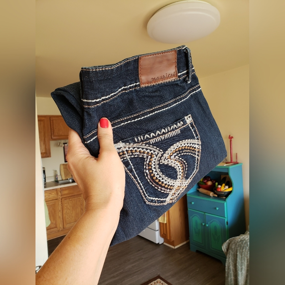 NWOT Maurices sequins & embroidery flare jeans - Picture 9 of 15
